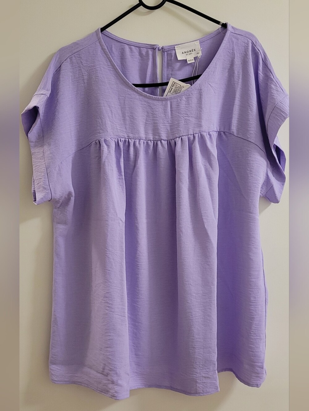 ANDREE BY UNIT Lavender Purple Short Sleeve Peasant Top Size 2x